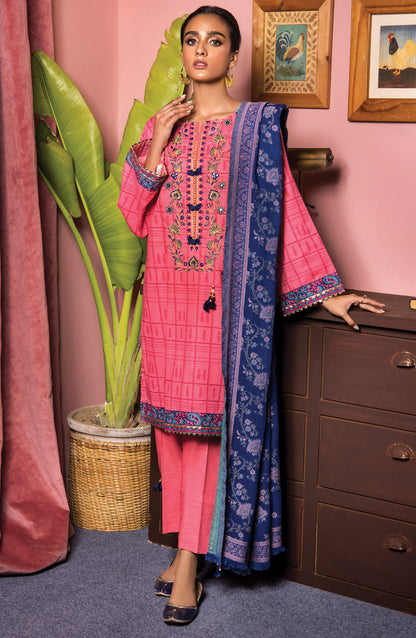 Orient - Unstitched 3 Piece Embroidered Khaddar Shirt , Khaddar Pant and Kashmiri Dupatta