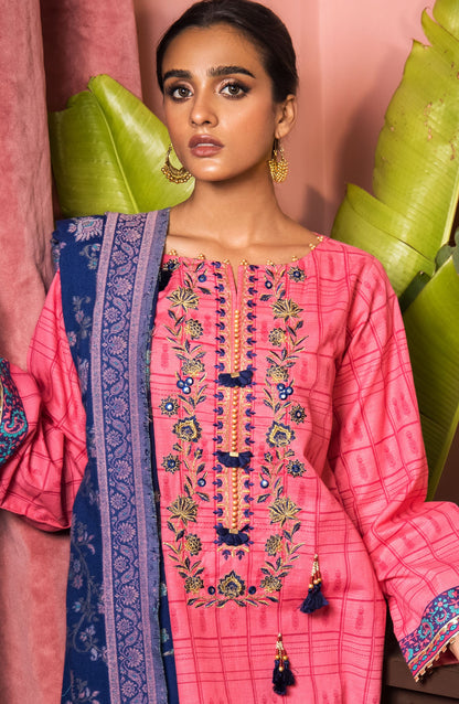 Orient - Unstitched 3 Piece Embroidered Khaddar Shirt , Khaddar Pant and Kashmiri Dupatta