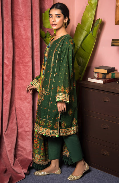 Orient - Unstitched 3 Piece Embroidered Khaddar Shirt , Khaddar Pant and Acrylic Dupatta
