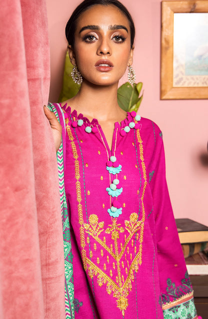 Orient - Unstitched 3 Piece Embroidered Khaddar Shirt , Khaddar Pant and Acrylic Dupatta