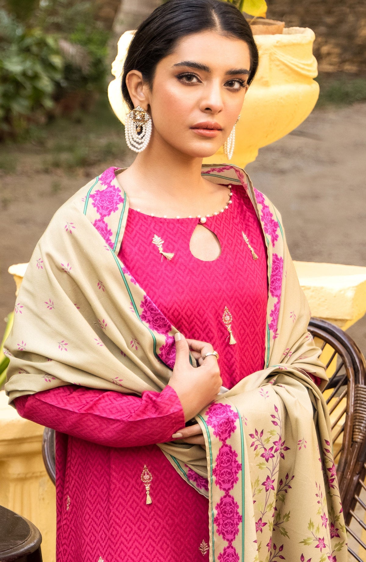 Orient - Unstitched 3 Piece Embroidered Linen Shirt , Linen Pant and Linen Dupatta
