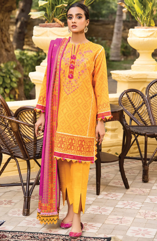 Orient - Unstitched 3 Piece Embroidered Khaddar Shirt , Khaddar Pant and Acrylic Dupatta
