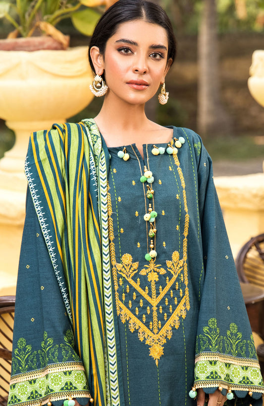 Orient - Unstitched 3 Piece Embroidered Khaddar Shirt , Khaddar Pant and Acrylic Dupatta