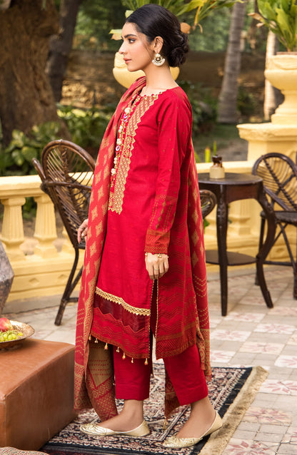 Orient - Unstitched 3 Piece Embroidered Khaddar Shirt , Khaddar Pant and JACQUARD Dupatta