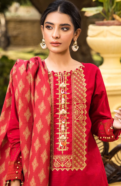 Orient - Unstitched 3 Piece Embroidered Khaddar Shirt , Khaddar Pant and JACQUARD Dupatta