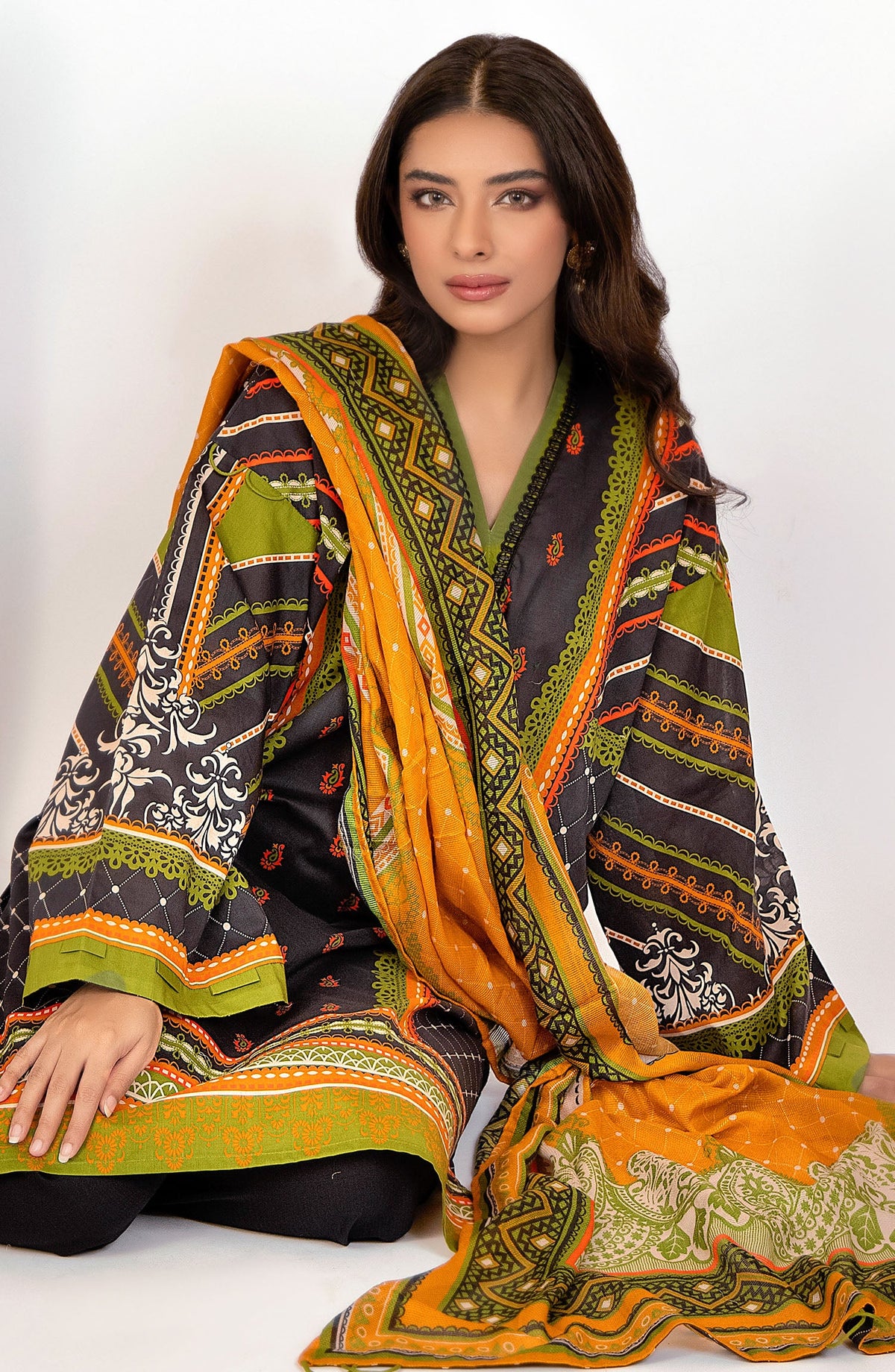 Orient - Unstitched 2 Piece Printed Lawn Shirt and Dobby Net Dupatta