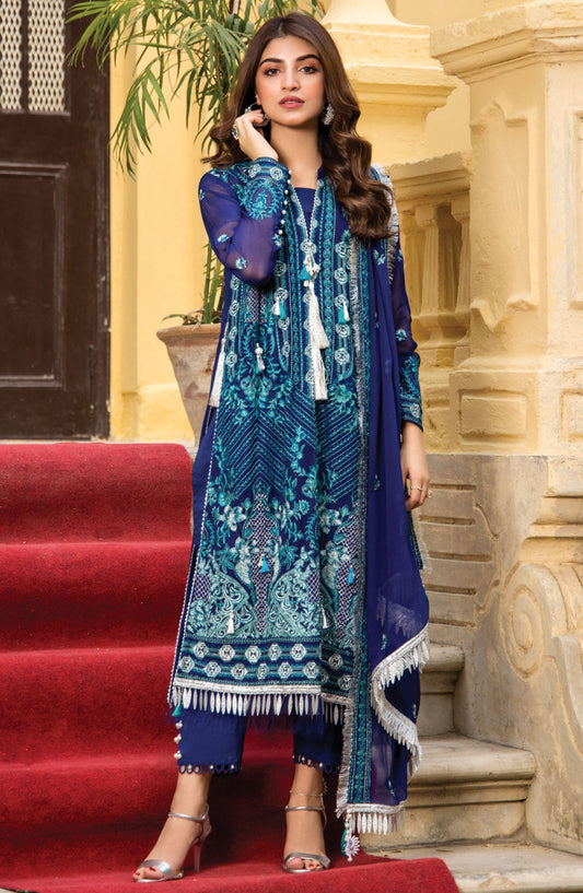 Orient - Unstitched 3 Piece Embroidered Chiffon Shirt , Raw Silk Pant and Chiffon Dupatta