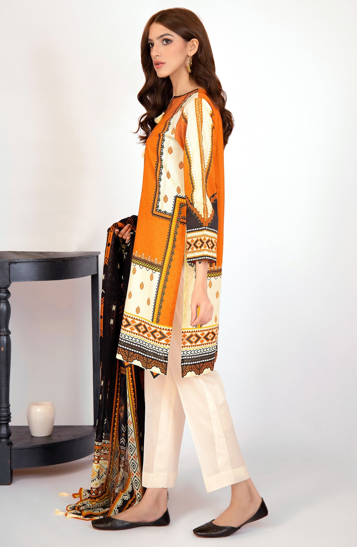 Orient - Unstitched 2 Piece Printed Lawn Shirt and Dobby Net Dupatta