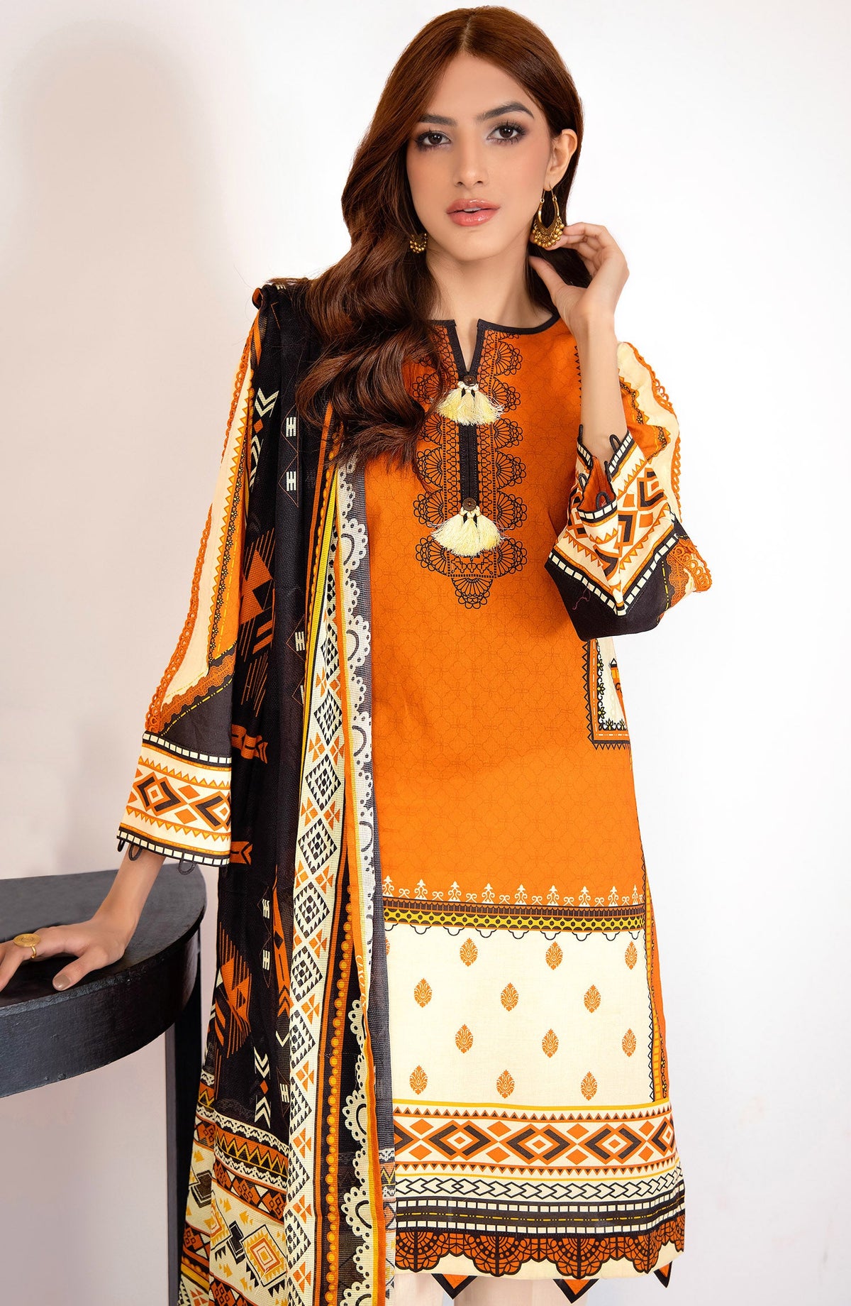 Orient - Unstitched 2 Piece Printed Lawn Shirt and Dobby Net Dupatta