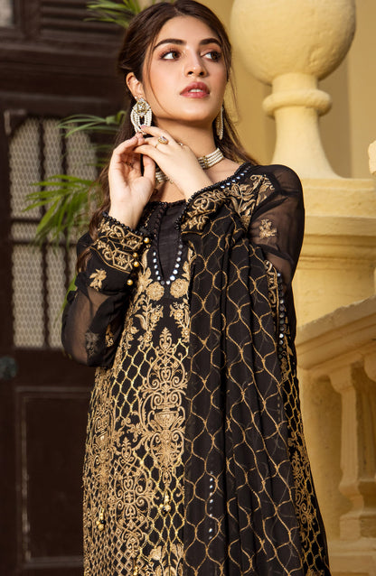 Orient - Unstitched 3 Piece Embroidered Chiffon Shirt , Raw Silk Pant and Chiffon Dupatta