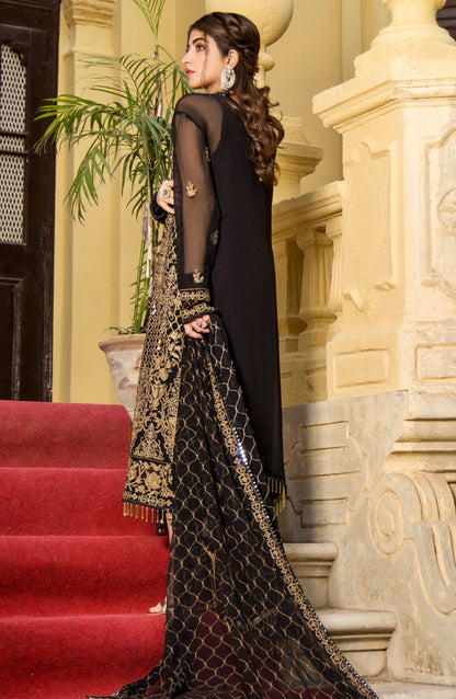 Orient - Unstitched 3 Piece Embroidered Chiffon Shirt , Raw Silk Pant and Chiffon Dupatta