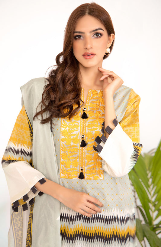 Orient - Unstitched 2 Piece Embroidered Lawn Shirt & Dobby Net Dupatta