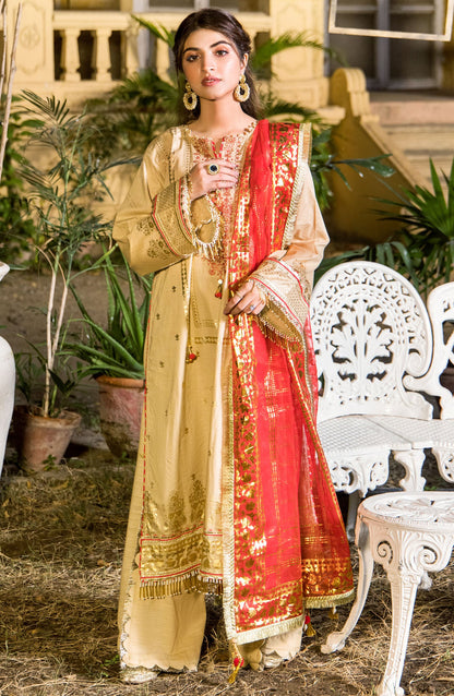Orient - Unstitched 3 Piece Embroidered Fancy Yarn Dyed Shirt , Cambric Pant and Organza Dupatta