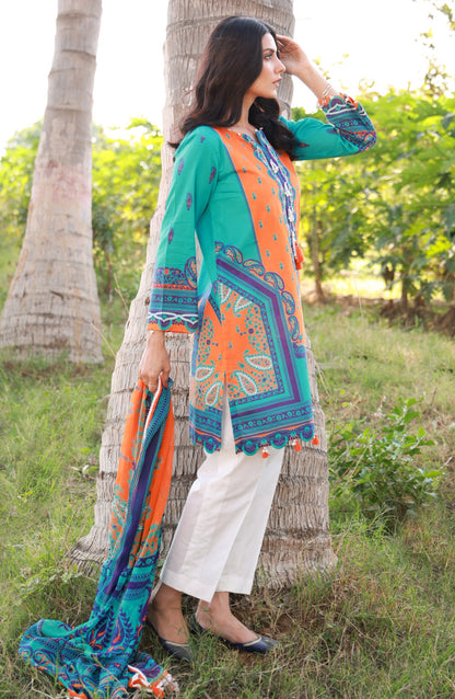 Orient - Unstitched 2 Piece Printed Lawn Shirt and Chiffon Dupatta
