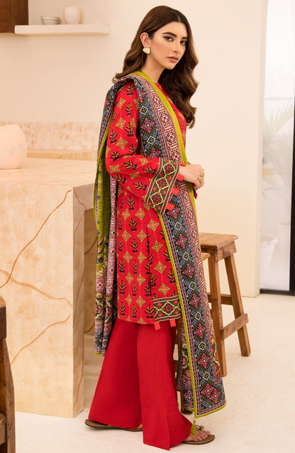 Orient - Unstitched 3 Piece Printed Khaddar Shirt, Pant and Khaddar Shawl Dupatta