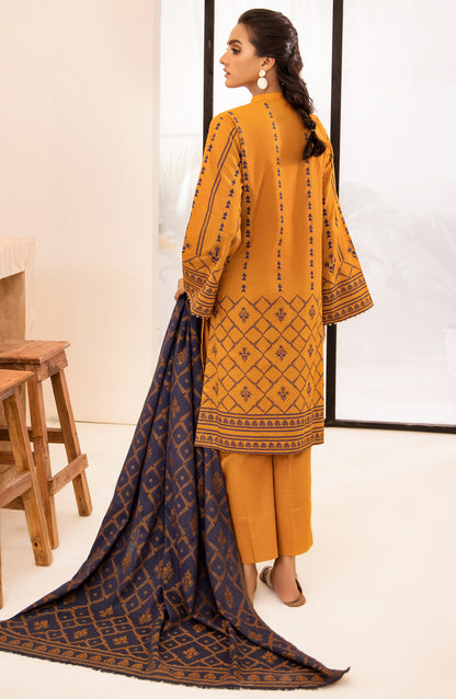 Orient - Unstitched 3 Piece Embroidered Khaddar Shirt, Pant and Jacquard Shawl Dupatta