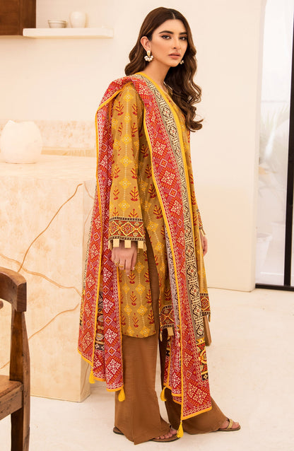 Orient - Unstitched 3 Piece Printed Khaddar Shirt, Pant and Khaddar Shawl Dupatta