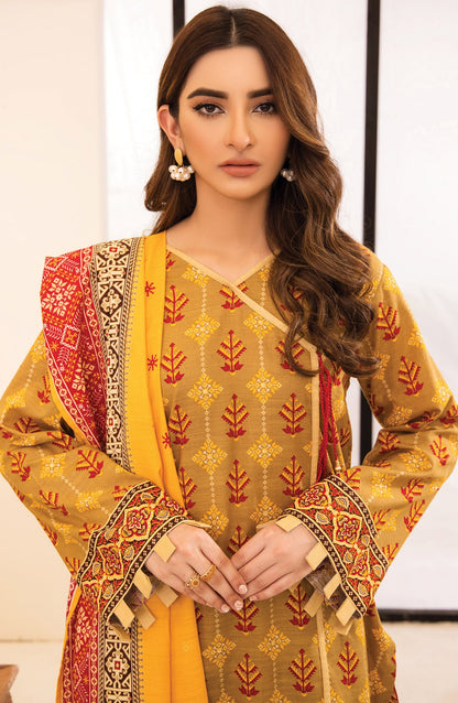 Orient - Unstitched 3 Piece Printed Khaddar Shirt, Pant and Khaddar Shawl Dupatta
