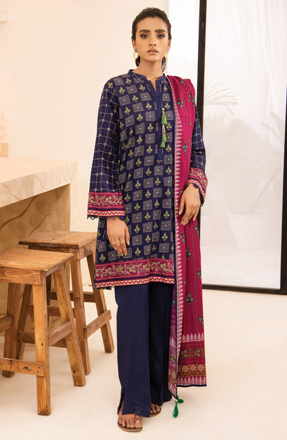 Orient - Unstitched 3 Piece Printed Khaddar Shirt, Pant and Khaddar Shawl Dupatta