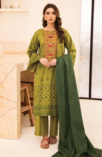 Orient - Unstitched 3 Piece Embroidered Khaddar Shirt , Pant and Khaddar Dupatta
