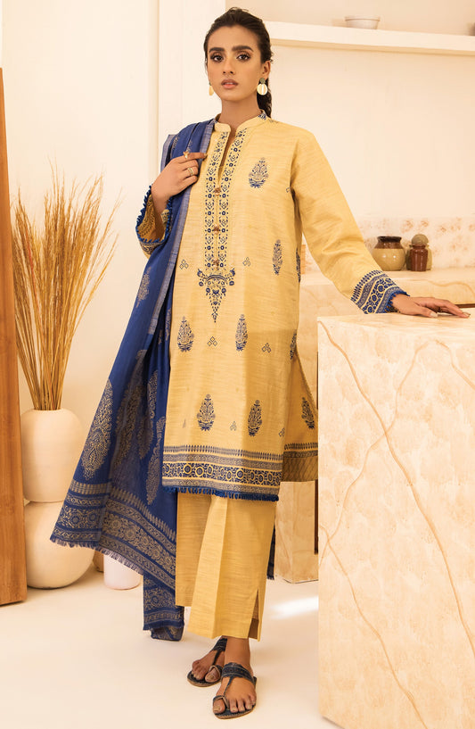 Orient - Unstitched 3 Piece Embroidered Khaddar Shirt, Pant and Jacquard Shawl Dupatta