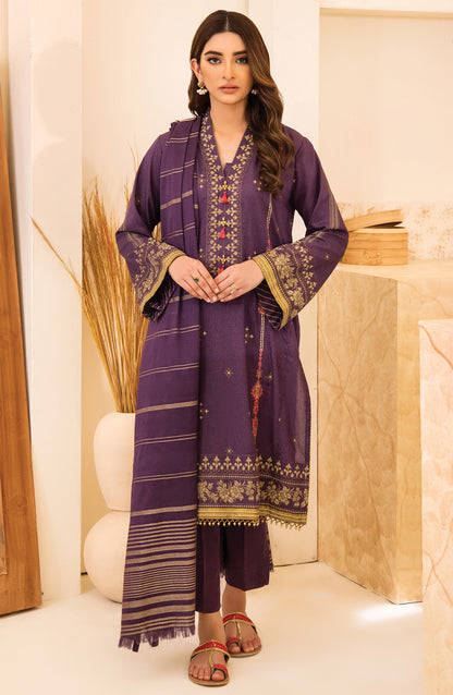 Orient - Unstitched 3 Piece Embroidered Karandi Shirt, Pant and Karandi Zari Shawl Dupatta