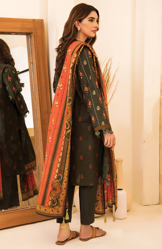 Orient - Unstitched 3 Piece Embroidered Khaddar Shirt , Pant and Khaddar Dupatta