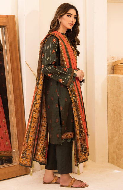 Orient - Unstitched 3 Piece Embroidered Khaddar Shirt , Pant and Khaddar Dupatta