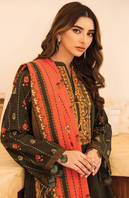 Orient - Unstitched 3 Piece Embroidered Khaddar Shirt , Pant and Khaddar Dupatta