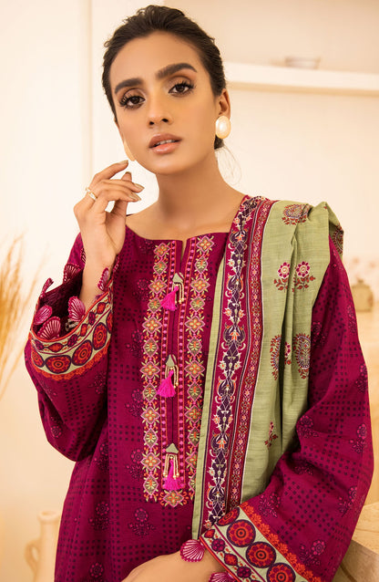 Orient - Unstitched 3 Piece Embroidered Khaddar Shirt , Pant and Khaddar Dupatta
