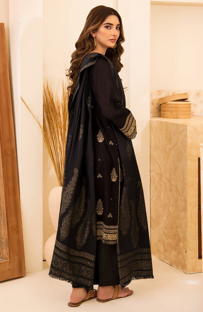 Orient - Unstitched 3 Piece Embroidered Khaddar Shirt , Pant and Jacquard Shawl Dupatta