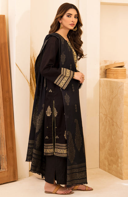 Orient - Unstitched 3 Piece Embroidered Khaddar Shirt , Pant and Jacquard Shawl Dupatta