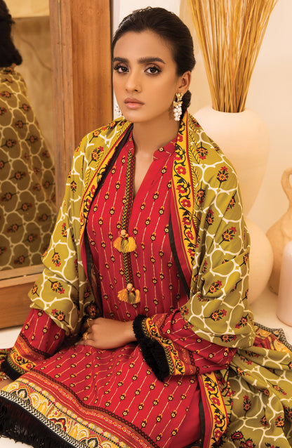 Orient - Unstitched 3 Piece Printed Linen Shirt , Pant and Linen Shawl Dupatta