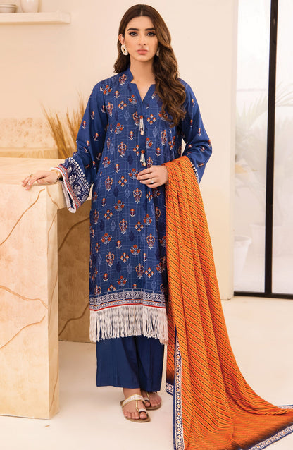 Orient - Unstitched 3 Piece Printed Linen Shirt , Pant and Linen Shawl Dupatta