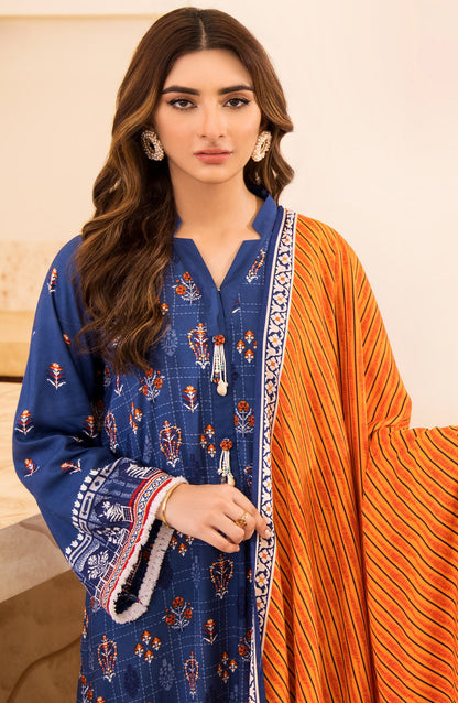 Orient - Unstitched 3 Piece Printed Linen Shirt , Pant and Linen Shawl Dupatta