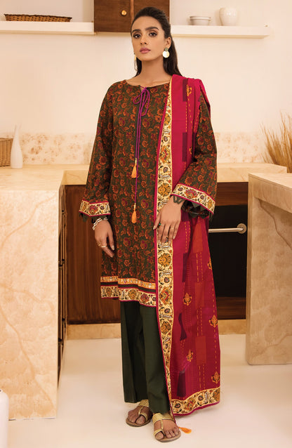 Orient - Unstitched 3 Piece Printed Khaddar Shirt, Pant and Khaddar Shawl Dupatta