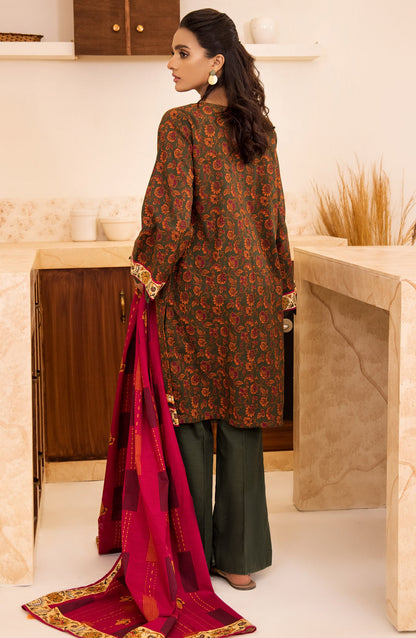 Orient - Unstitched 3 Piece Printed Khaddar Shirt, Pant and Khaddar Shawl Dupatta
