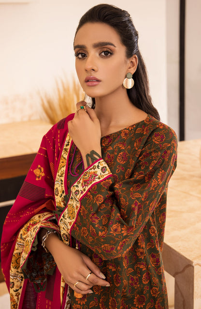 Orient - Unstitched 3 Piece Printed Khaddar Shirt, Pant and Khaddar Shawl Dupatta