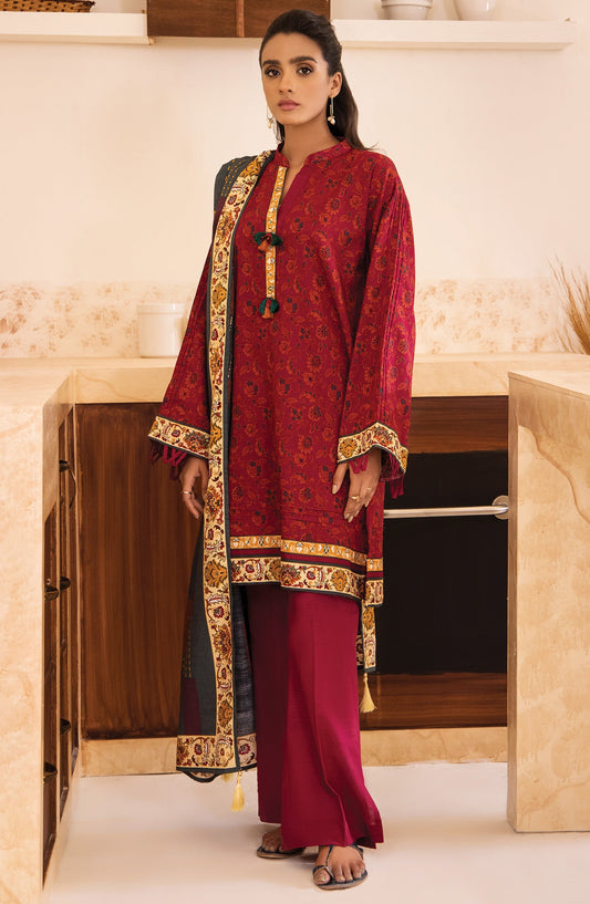 Orient - Unstitched 3 Piece Printed Khaddar Shirt, Pant and Khaddar Shawl Dupatta