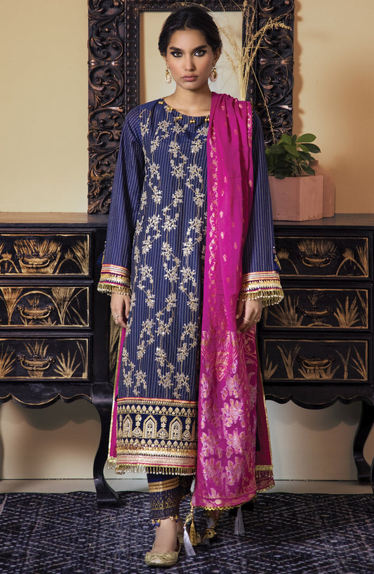 Orient - Unstitched 3 Piece Embroidered Fancy Maysuri Shirt , Cambric Pant and JACQUARD Dupatta