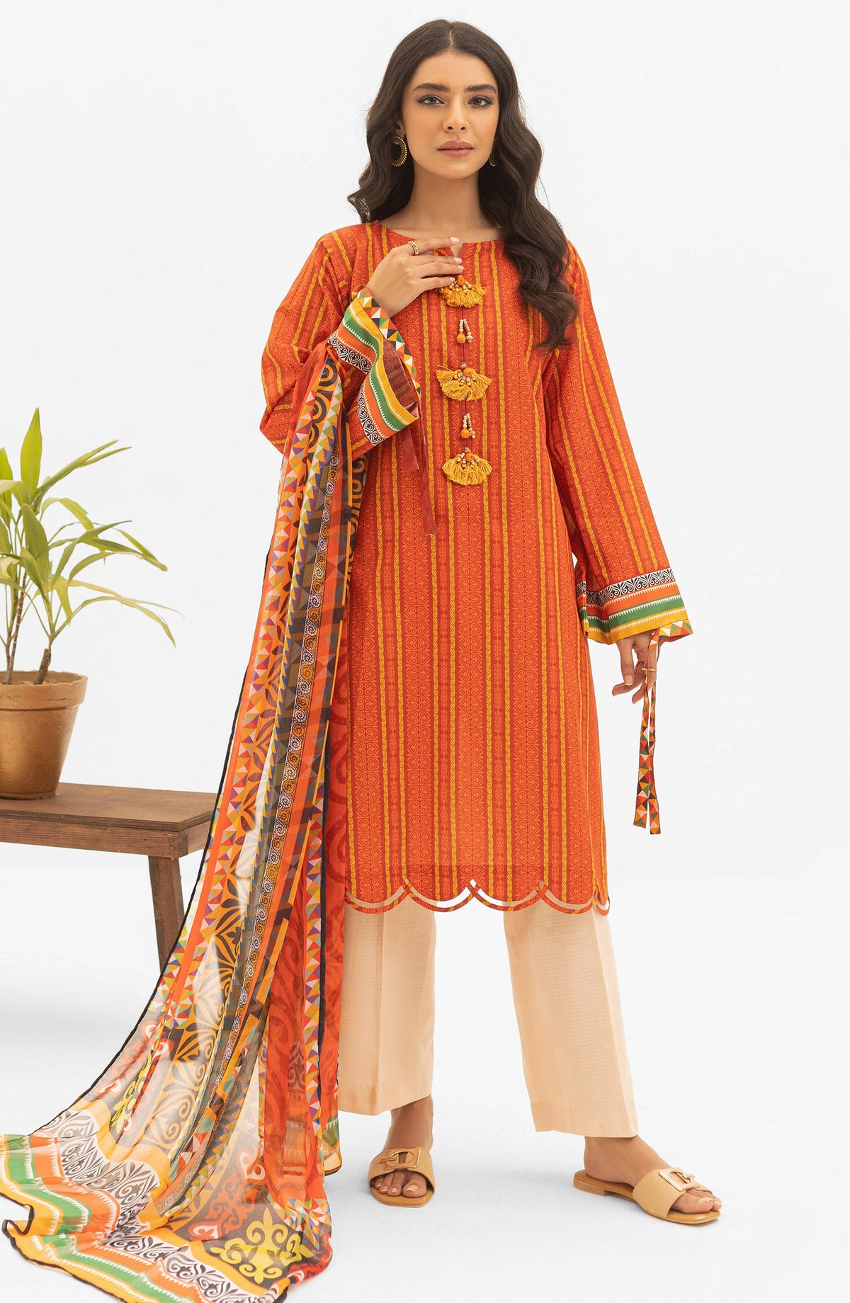 Orient - Unstitched 2 Piece Printed Lawn Shirt and Chiffon Dupatta