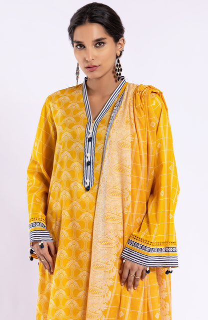 Orient - Unstitched 3 Piece Printed Lawn Shirt , Cambric Pant and Lawn Dupatta