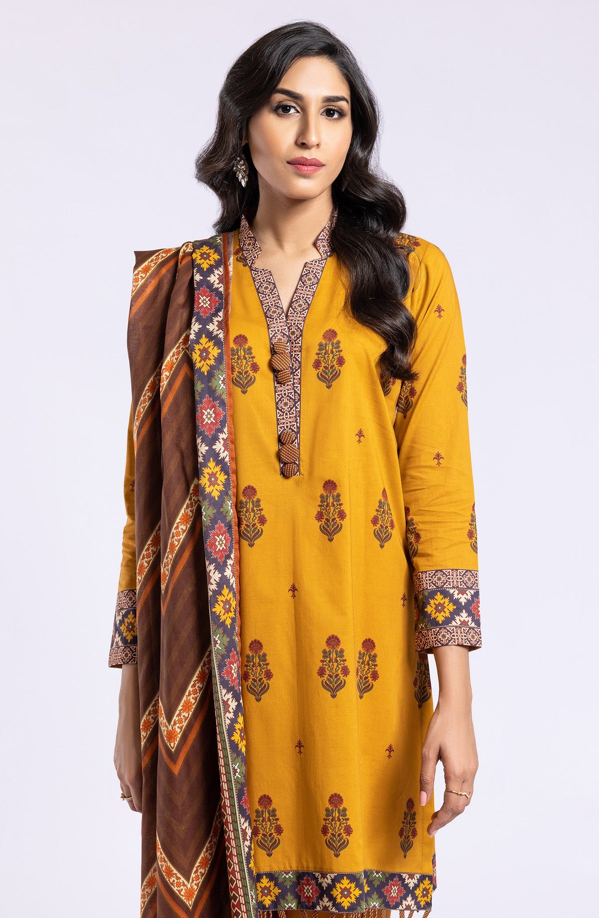 Orient - Unstitched 3 Piece Printed Lawn Shirt , Cambric Pant and Lawn Dupatta