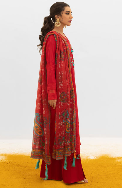 Orient - Unstitched 3 Piece Embroidered Jacquard Shirt , Cambric Pant and Chiffon Dupatta
