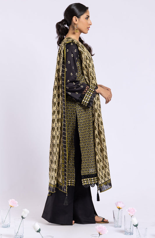 Orient - Unstitched 3 Piece Printed Lawn Shirt , Cambric Pant and Lawn Dupatta
