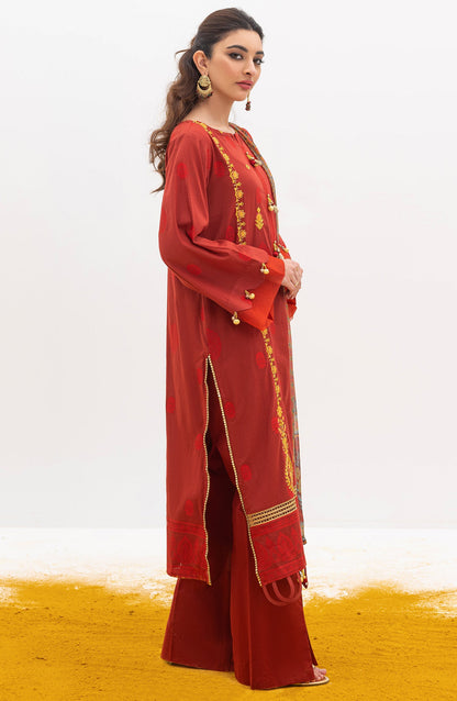 Orient - Unstitched 3 Piece Embroidered Jacquard Shirt , Cambric Pant and Chiffon Dupatta