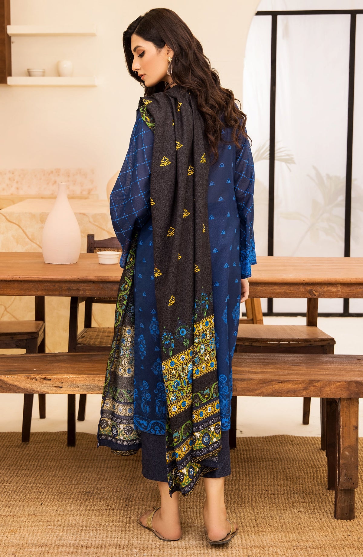 Orient - Unstitched 3 Piece Embroidered Karandi Shirt , Pant and Karandi Dupatta