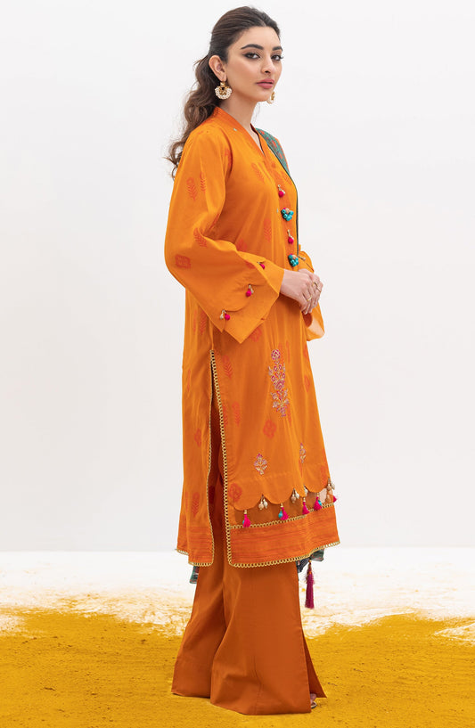 Orient - Unstitched 3 Piece Embroidered Jacquard Shirt , Cambric Pant and Chiffon Dupatta