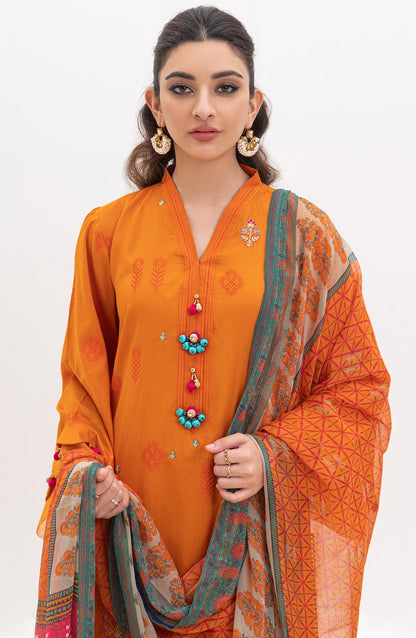 Orient - Unstitched 3 Piece Embroidered Jacquard Shirt , Cambric Pant and Chiffon Dupatta