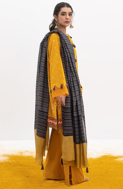 Orient - Unstitched 3 Piece Printed Lawn Shirt , Cambric Pant and Yarn Dyed Dupatta